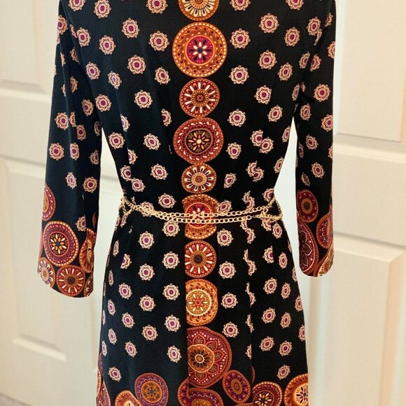 Women's Medallion Dress by Nicole Miller with a Slight Upper Split on the Chest - Picture 7 of 11